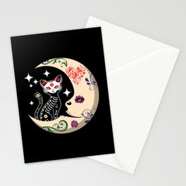 Muertos Day Of Dead Sugar Skull Cat Moon Stationery Card