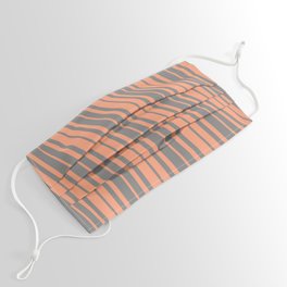 [ Thumbnail: Light Salmon and Grey Colored Striped/Lined Pattern Face Mask ]