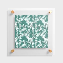 Green Blue And White Fern Leaf Pattern Floating Acrylic Print