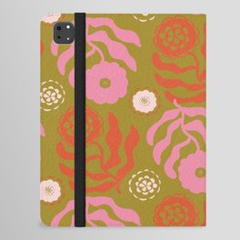modflower pattern, olive + pink iPad Folio Case