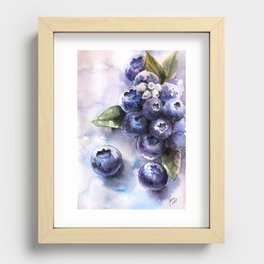 Watercolor Blueberries - Food Art Recessed Framed Print
