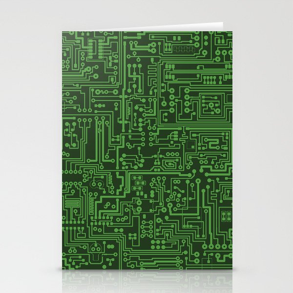Circuit Board // Light on Dark Green Stationery Cards