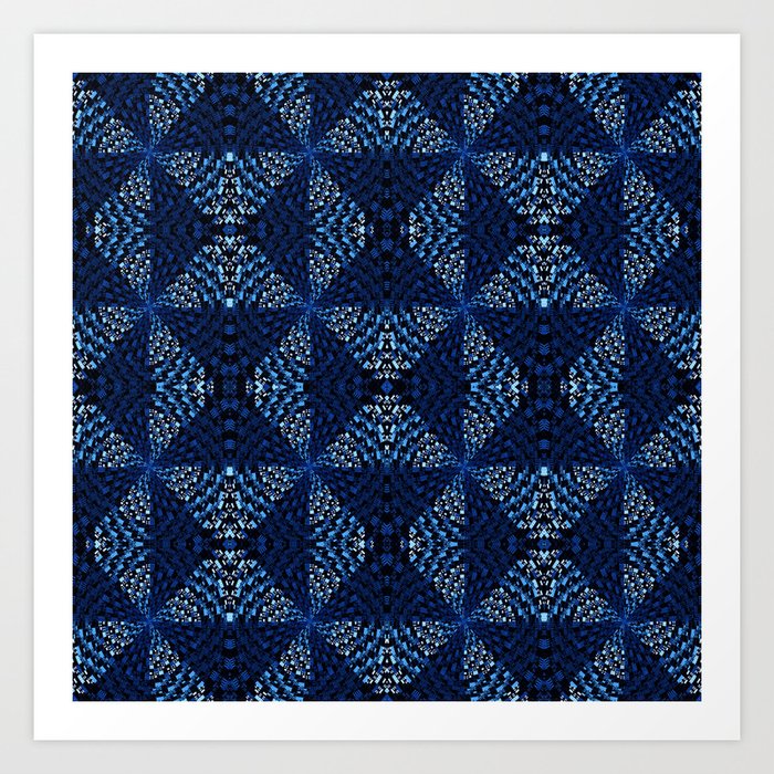 Indigo Blues Geometric Magic Quilt Print Art Print