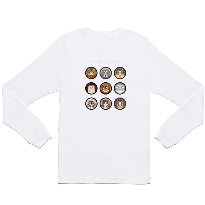 Owls of the Eastern United States (Labled) Long Sleeve T Shirt