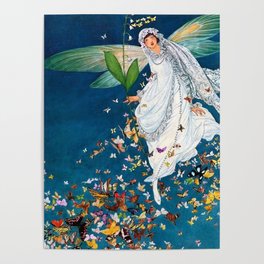 Bride in Paris with Calla Lilies and Butterflies portrait painting by George Wolfe Plank Poster