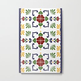 Maroon 2, Framed Talavera Flower Metal Print | Flowers, Leaf, Mexico, Talavera, Floral, Earthy, Bold, Abstract, Festive, Leaves 