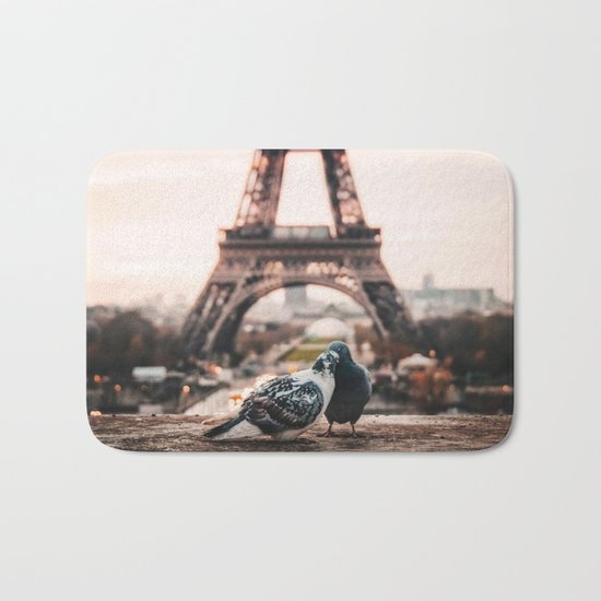 Lover Doves in Paris Bath Mat