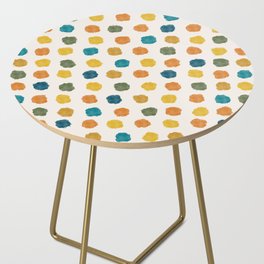 Cheerful Painted Watercolor Dot Pattern in Moroccan Orange Ochre Teal Blue Cream Side Table
