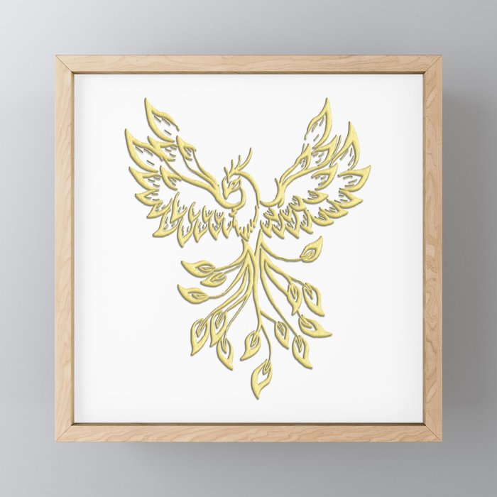 Golden Phoenix Rising Framed Mini Art Print