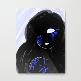 Charged Metal Print | Portrait, Shadow, Ghost, Lightning, Blue, Shoulder, Pose, Power, Witch, Black 