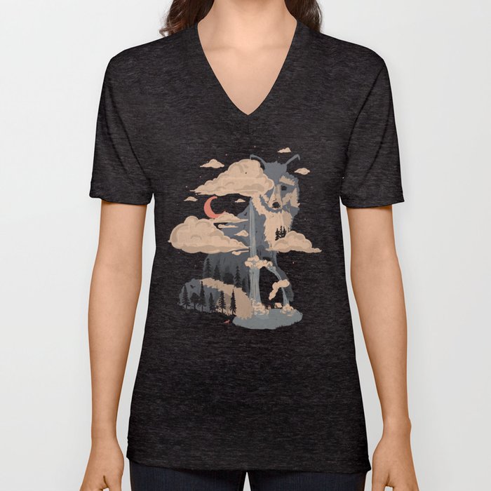 At the Foot of Fox Mountain... V Neck T Shirt