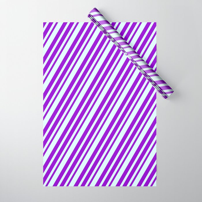 Dark Violet and Light Cyan Colored Lines Pattern Wrapping Paper