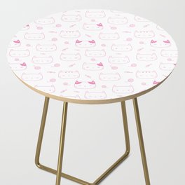 Pink Doodle Kitten Faces Pattern Side Table