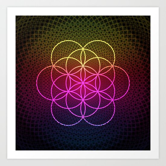 Sacred Rainbow Flower of Life Art Print