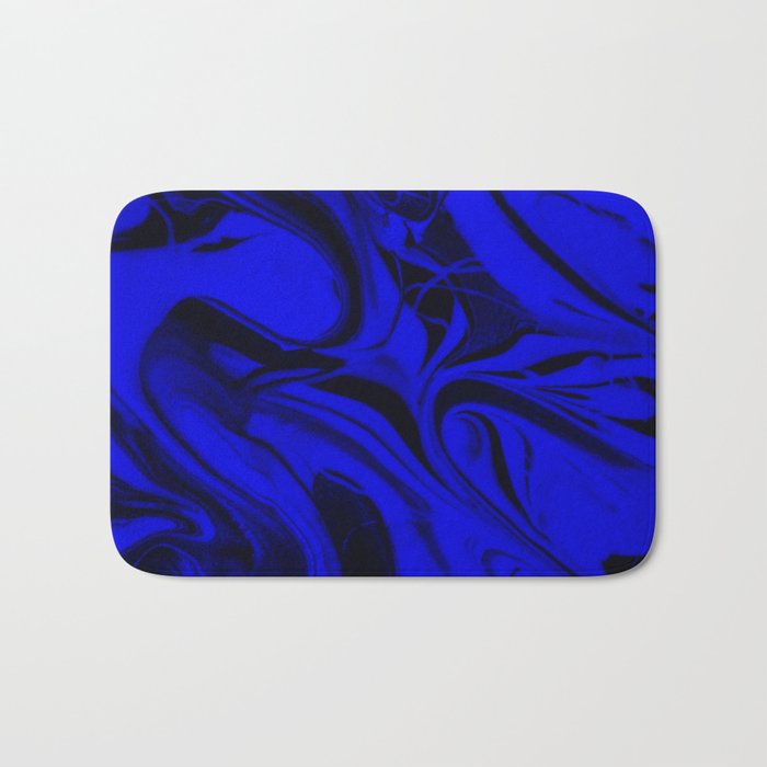 Black and Blue Swirl - Abstract, blue and black mixed paint pattern texture Bath Mat