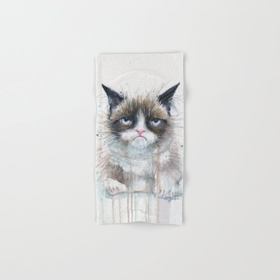 Grumpy Kitty Cat Hand & Bath Towel