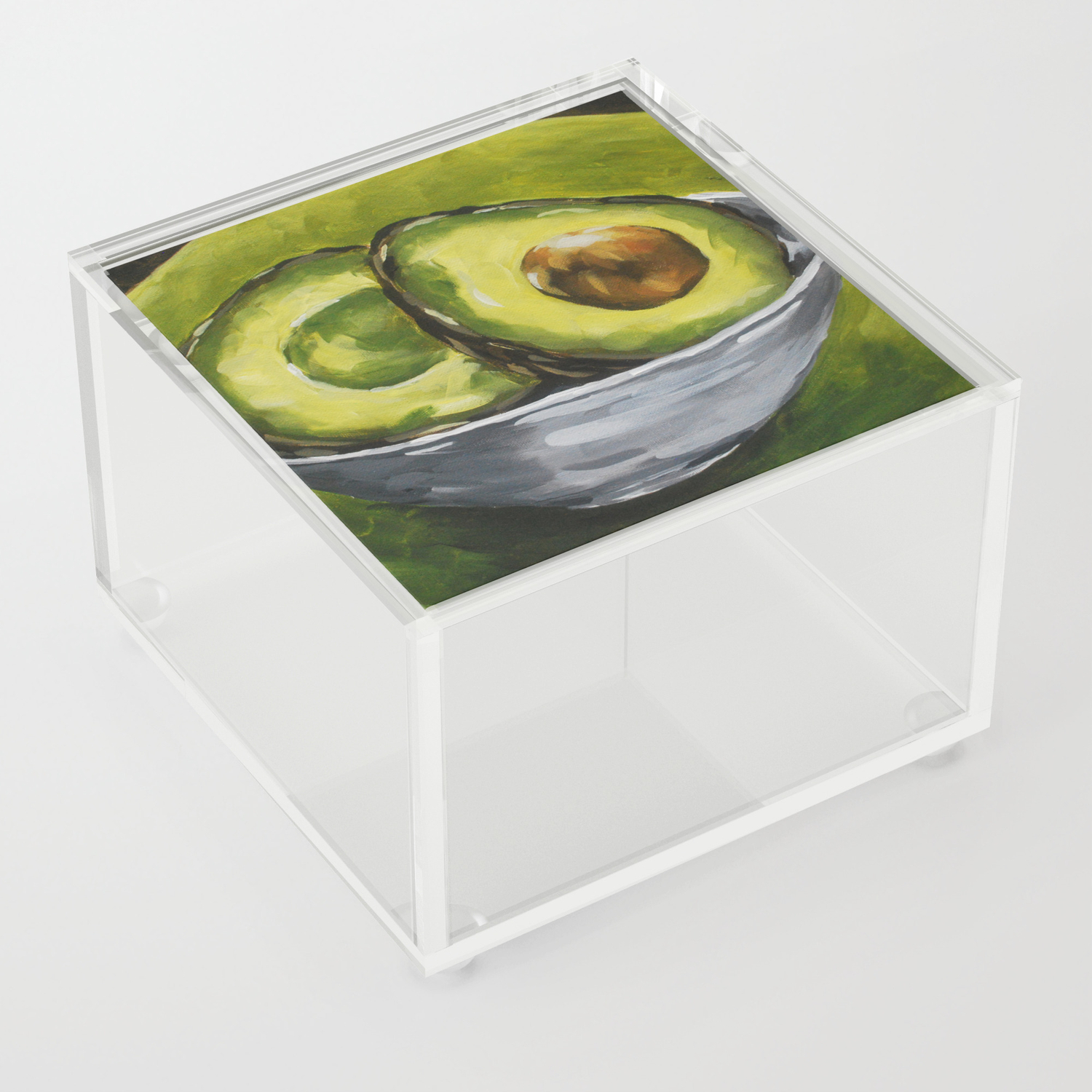 Original Painting Healthy Sliced Avocado Acrylic Box By Erika Lancaster Society6