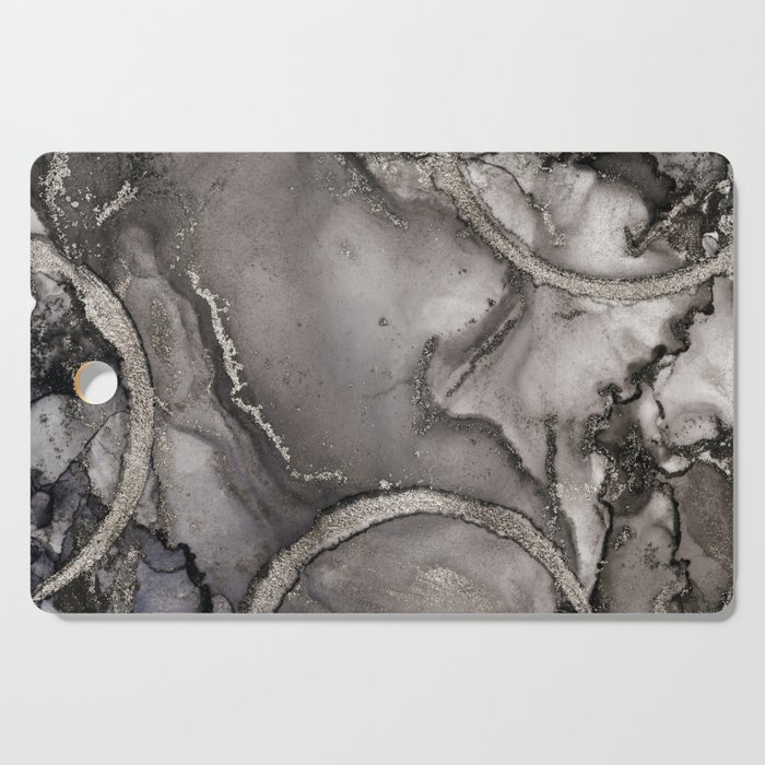 Ink Texture Neutral Grey Abstract Painting Cutting Board