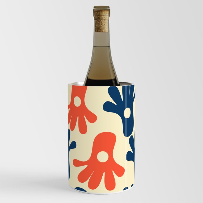 Abstract vintage hand pattern - Portland Orange and Ateneo Blue Wine Chiller