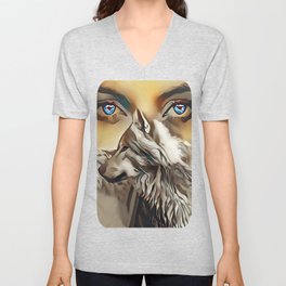 Spirit Of The Wolf V Neck T Shirt