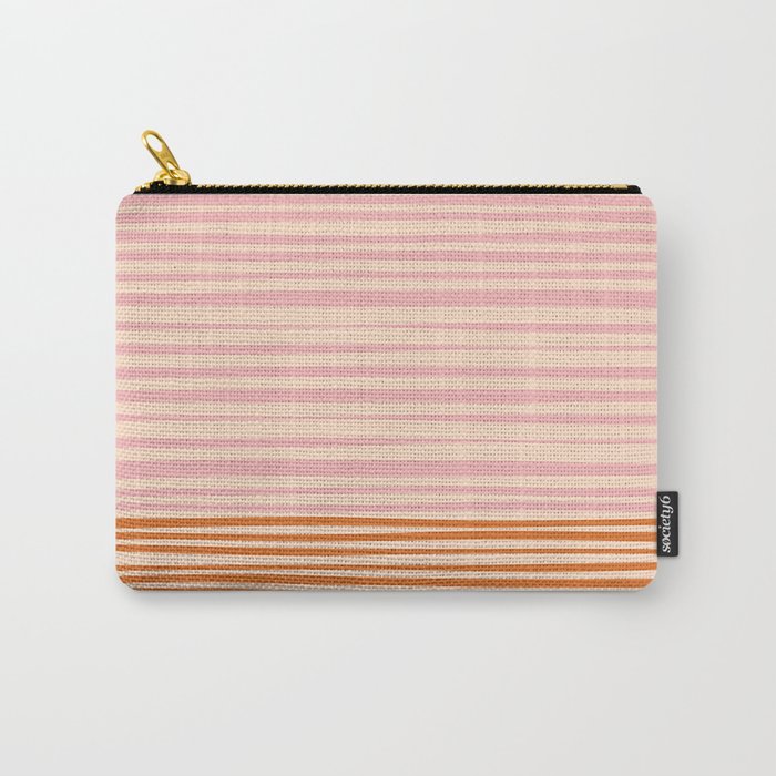 Natural Stripes Modern Minimalist Colour Block Pattern Pink Orange Cream Carry-All Pouch