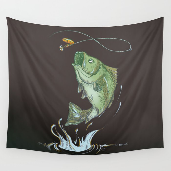 Largemouth Bass Jumping Out Of Water In Blue Circle // Spinner Lure //  Splashing Water // Fish On! Framed Art Print