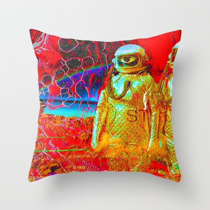 Vintage Alien Couple Throw Pillow
