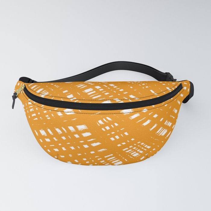 Rough Weave Painted Abstract Burlap Painted Pattern in Ochre Orange Fanny Pack