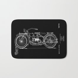 1919 Motorcycle Patent Black White Bath Mat