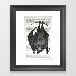 Vampire Bat on Vintage "Dracula" Page Framed Art Print
