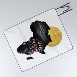 Africa Map Afrocentric Black Woman Portrait Picnic Blanket