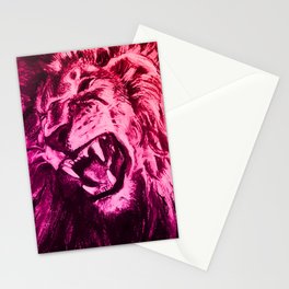 Panthera Leo Carboneum - Pink Stationery Card