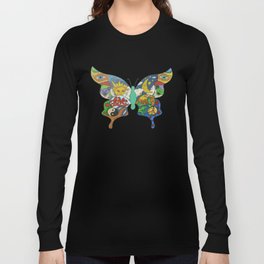 psychedelic butterfly Long Sleeve T Shirt