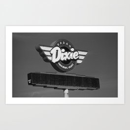 Route 66 - Dixie Truckers Home 2005 BW Art Print