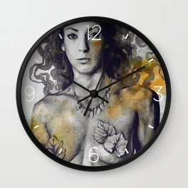 Colony Collapse Disorder: Gold (nude warrior woman with autumn leaves) Wall Clock