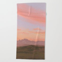 Misty Sunset Landscape  Beach Towel