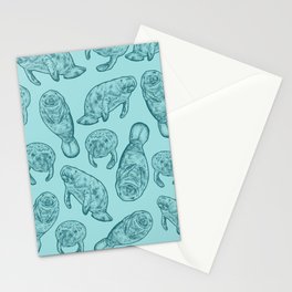 Manatees - Teal Stationery Card