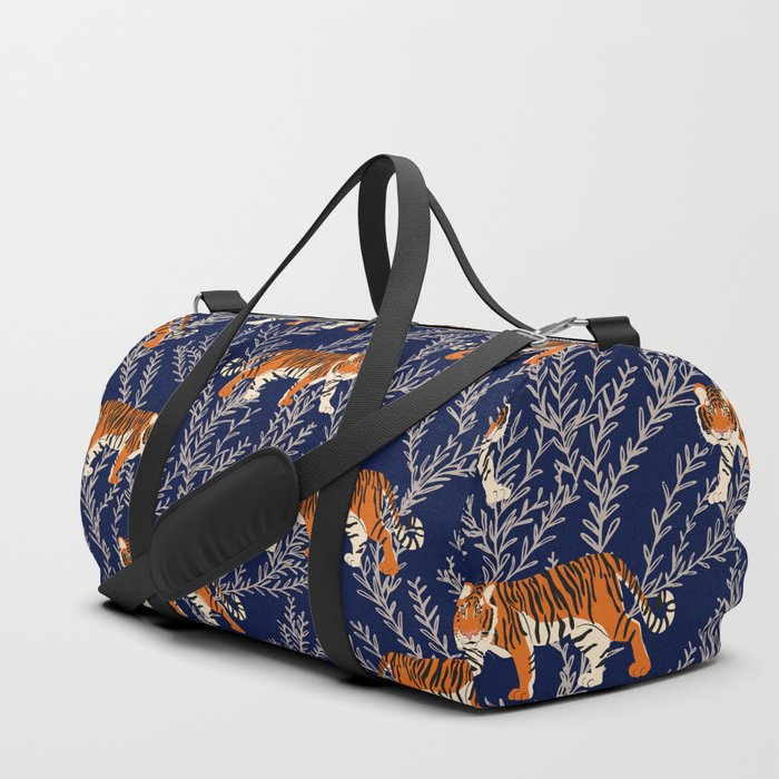 Bengal Tiger and Vines - Blue Duffle Bag