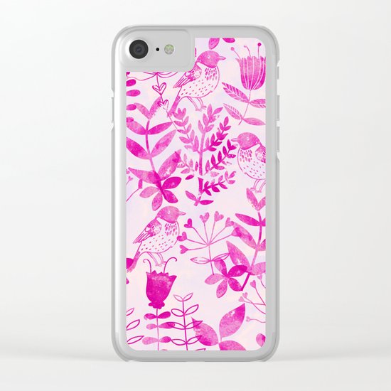 Watercolor Floral & Birds II Clear iPhone Case