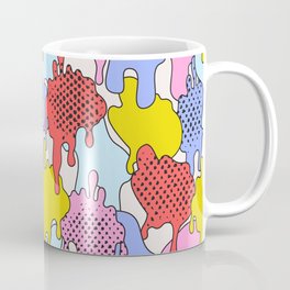 Comic dripping blots background in pop art, graffiti style. Funky paint drips, staines, drops seamless pattern. Bold illustration Coffee Mug
