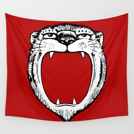 Tiger Head Red Wall Tapestry