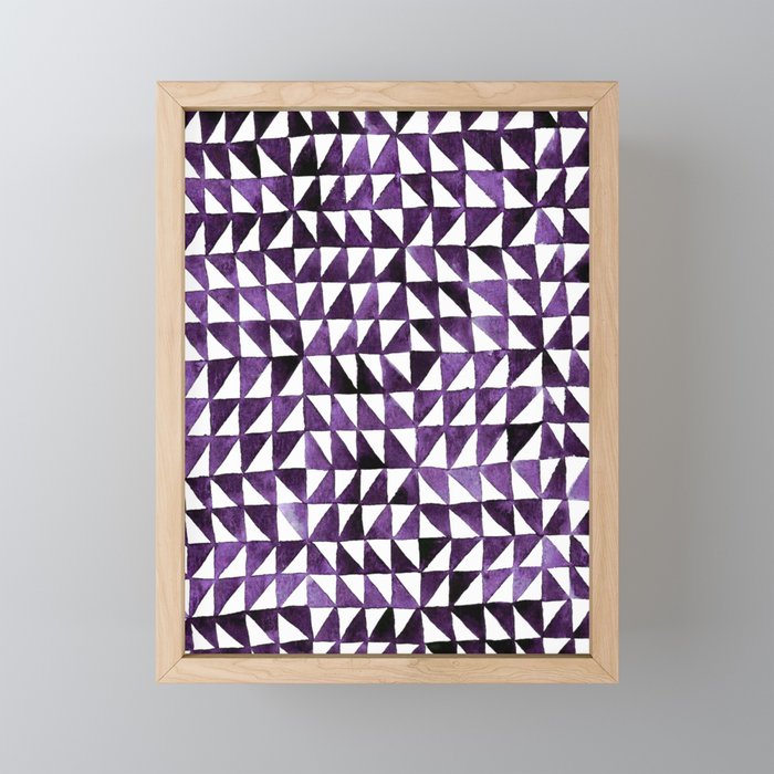 Triangle Grid purple Framed Mini Art Print