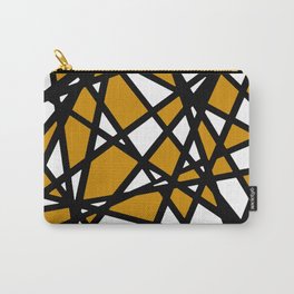 Black Lines Mustard Yellow Accent And White Background Abstract Carry-All Pouch