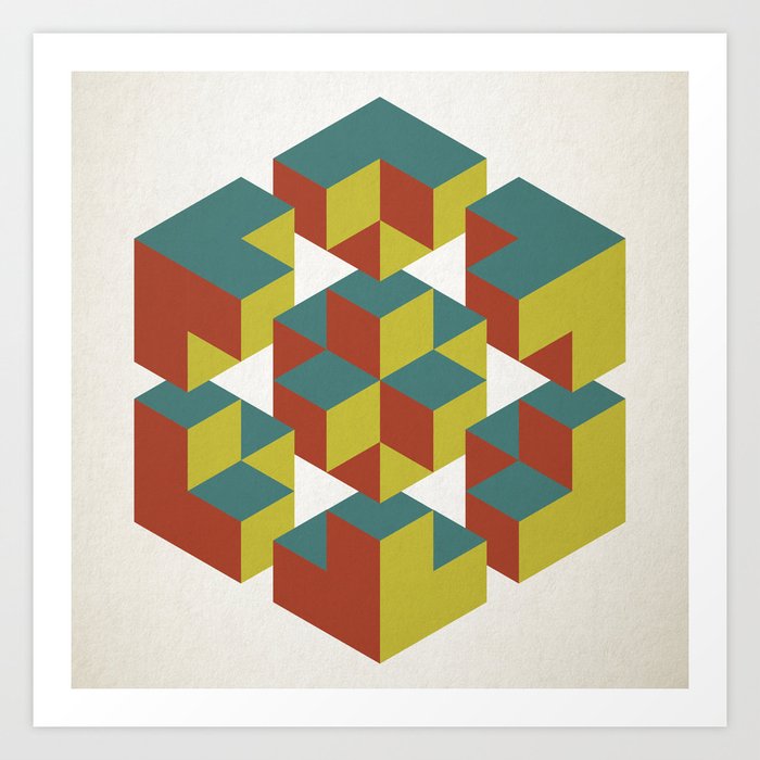 2 Impossible Geometric Shapes giclée Fine Art Prints & Rolled Canvas 10x10  12x12 16x16 24x24 28x28 30x30 Unframed 