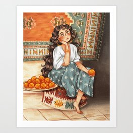 Girl with Oranges Art Print