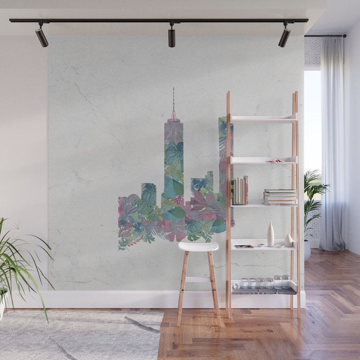 One World Trade Center Floral New York City Skyline Wall Mural By