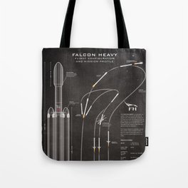 SpaceX Falcon Heavy Spacecraft NASA Rocket Blueprint in High Resolution (chalkboard black) Tote Bag