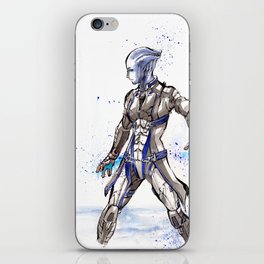 Liara from Mass Effect sumi style with calligraphy iPhone Skin