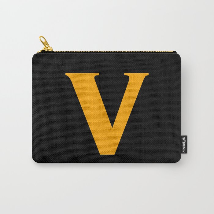 v (ORANGE & BLACK LETTERS) Carry-All Pouch