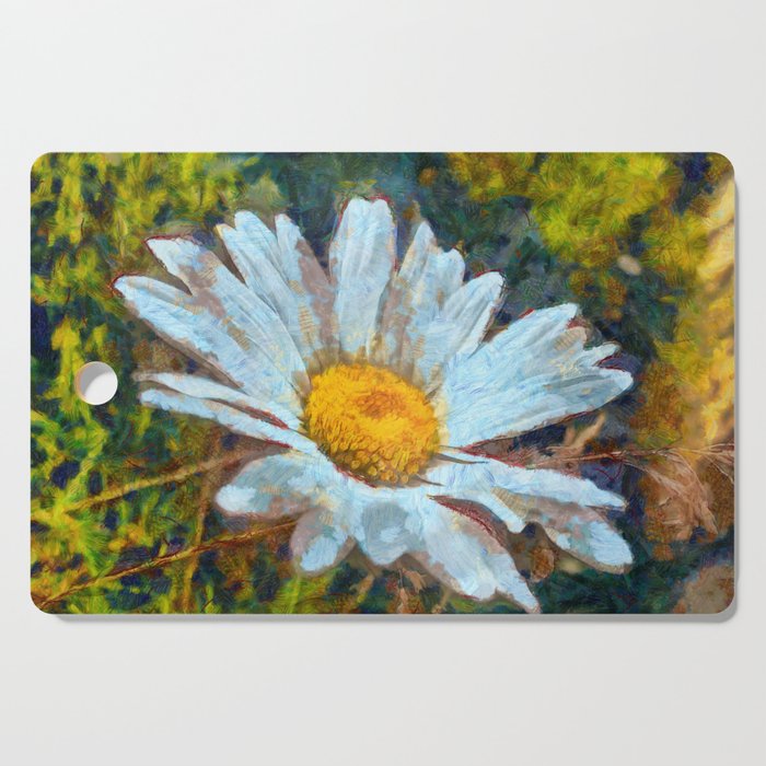 Artistic Close Up of a Shasta Daisy Flower  Cutting Board